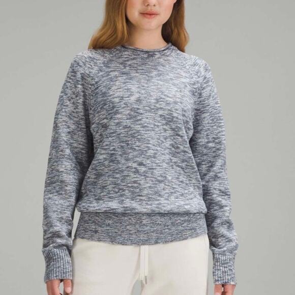Lululemon Sweaters - Lululemon Boxy Cotton-Blend Yarn Sweater Heather Blue Size Small